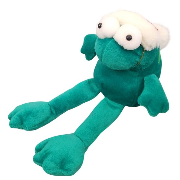 Vintage House of Lloyd Mr Toad Jangles Frog Green Plush Stuffed Animal Christmas - Picture 1 of 6